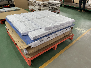 Air sampler housing parts packed in cartons for export shipment